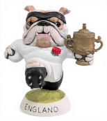 Grogg Rugby Figure by Richard Hughes: ‘English Bulldog’, c.4”, one of the national rugby ‘mascots’