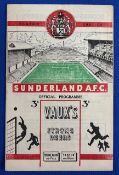 1951/52 Sunderland v Manchester United Division 1 match programme 8 March 1952; score, overall good.