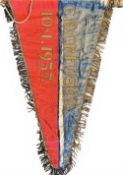 1937 French Match-Exchanged Coloured and Decorated Pennant: From the CO Creusot Club, scarlet and