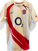 2009 England Match worn Rugby Jersey: Delon Armitage no.15 jersey, white, Nike, fully logoed, O2
