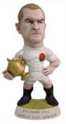 Richard Hill with RWC 2003 Grogg Rugby Figure by Richard Hughes: The Grogg Shop were able in 2015 to