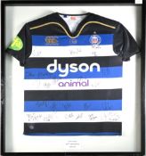 2012 Bath 150th Year Signed Rugby Jersey: Nicely mf&g, in v large black wood frame, an immaculate