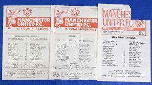 Manchester United 1982/83 reserves homes v Sheffield Wednesday, Wolves, Blackburn Rovers; fair/good.