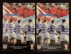 1999 Argentina v Wales Autographed Rugby Programmes (2): Both Test matches from this tour, signed by