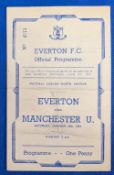 1945/46 Everton v Manchester United War League North programme 13 October 1945, 4 page, slight