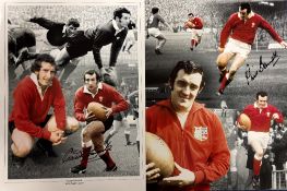 Gareth Edwards and Phil Bennett Signed Rugby Photographic Displays (2): Ready for mounting and