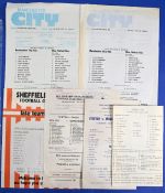 Manchester United 1974/75 reserves aways Everton, Huddersfield Town, Wolves (heavy writing),
