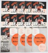 Manchester United 1957/58 season match programmes homes Manchester City, Leeds United, Burnley (
