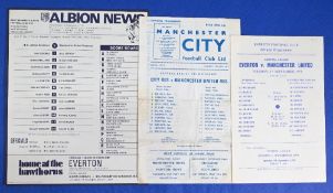 Manchester United reserves 1970/71 aways Everton, Manchester City (worn), WBA; fair/good. (3)