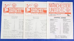 Manchester United 1983/84 reserves homes Burnley, Leeds United, Bolton Wanderers; fair/good. (3)
