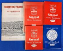Collection of 1960s Official London Football Club Handbooks Including Arsenal 62-63, 63-64, 67-68,