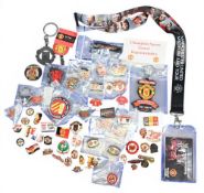 Collection of Manchester United pin badges etc. 2002 centenary, no. 6 Ferdinand, red devil, United v