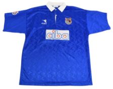 1994/95 Grimsby Town FC Away Football Shirt #9 Match worn Size XL Diadora Blue VGC