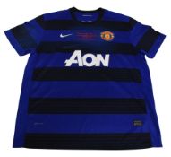 2010/11 Manchester United FC Away Football Shirt Size XXL Champions League Final Nike Blue/Black