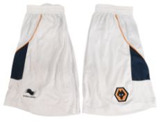 Wolverhampton Wanderers Football Club Shorts - two pairs from 2012/13 Burrda, both size large and in