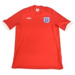 2010-2012 England FC Away Football Shirt Size Medium Umbro Red VGC