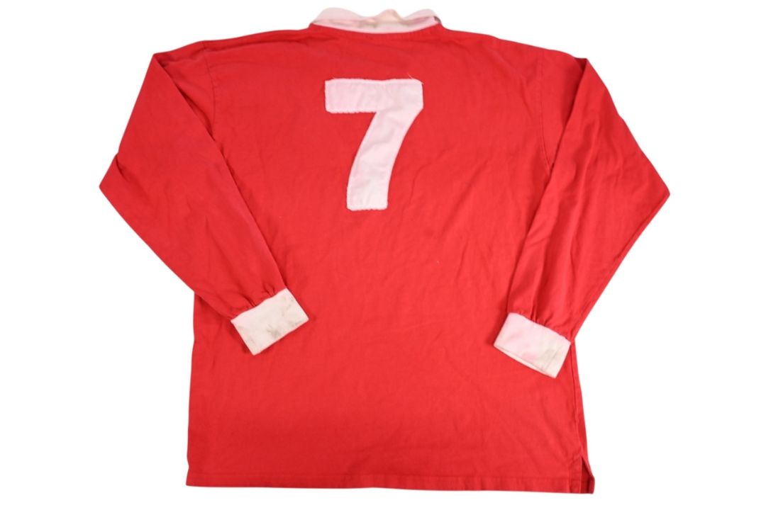 Iconic 1970s styled Manchester United Football No.7 Shirt, all cotton shirt, long sleeve with a - Image 2 of 2