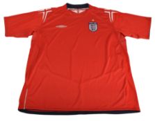 2004-2006 England FC Away Football Shirt Size XXL Umbro Red VGC