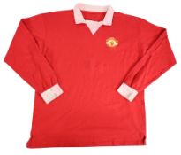 Iconic 1970s styled Manchester United Football No.7 Shirt, all cotton shirt, long sleeve with a