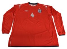 2004-2006 England FC Away Football Shirt #4 Gerrard Size XXL Umbro Red VGC