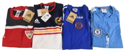 4x Adidas Football T-Shirts to include Stuttgart Size 44/46, Real Federation Espanola de Futbol Size