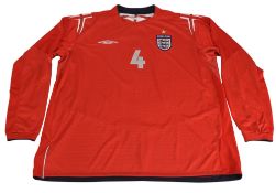 2004-2006 England FC Away Football Shirt #4 Gerrard Size XXL Umbro Red VGC