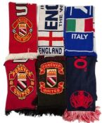 Manchester United & England Football Scarfs, 6x scarves to include v Newcastle 2011/012 v Leeds 14/