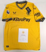 2023-24 Wolverhampton Wanderers FC Home Pro Toti Gomes Signed Replica Football Shirt, short sleeve
