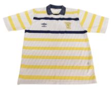 1988-1990 Scotland FC Away Football Shirt Size Small Umbro Yellow/White. G/F condition with some