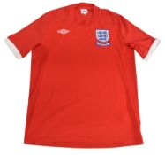 2010 England FC Away Football Shirt Size Large Umbro Red VGC