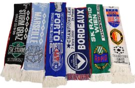 Manchester United FC Scarves against European Teams to include Storm Graz 1999, Marseille 1999,
