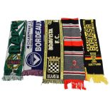 5x Overseas Football Scarves to include Rapid Wien 1996 Final, Bordaux/Valencia 2000 Champions