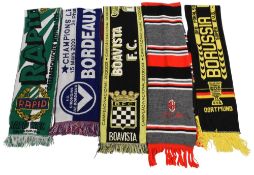 5x Overseas Football Scarves to include Rapid Wien 1996 Final, Bordaux/Valencia 2000 Champions