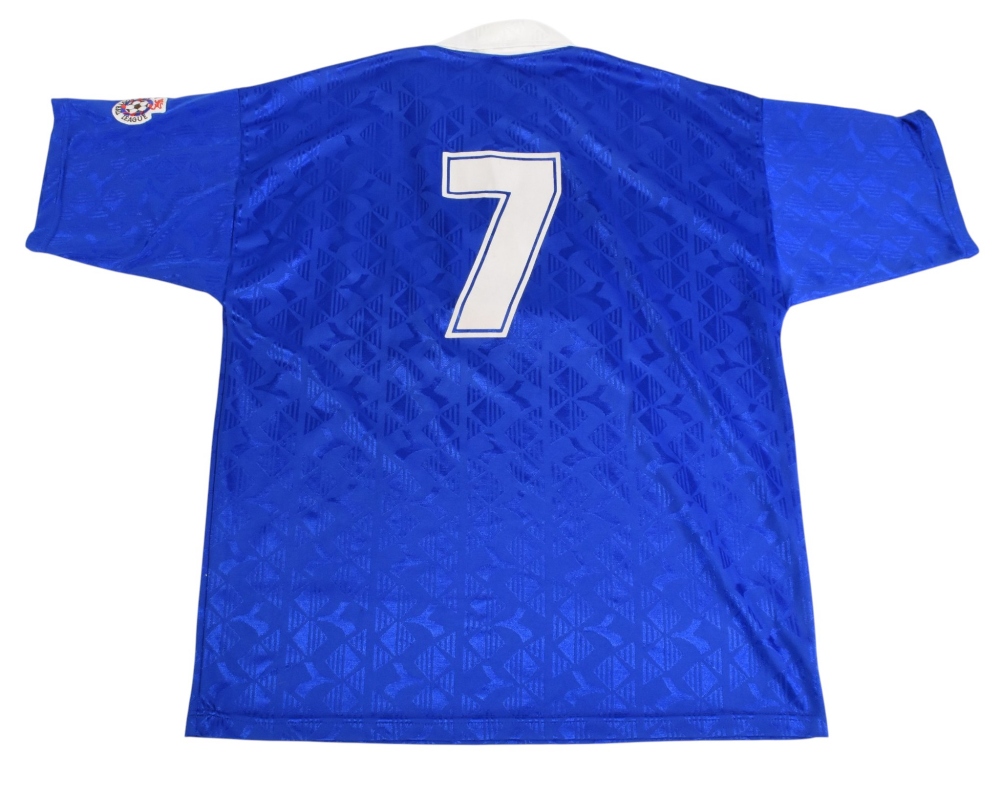 1994/95 Grimsby Town FC Away Football Shirt #7 Match worn Size XL Diadora Blue VGC - Image 3 of 4