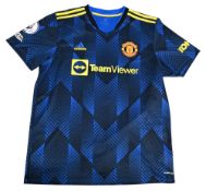 2021/22 Manchester United Away Football Shirt ‘Ronaldo 7’ to reverse, in blue, short sleeve,