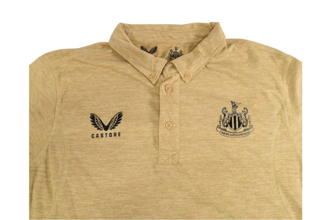 Newcastle United FC Polo Shirt Size Large Castore Gold VG-G condition with some bobbles - Image 3 of 3
