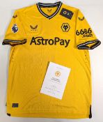 2023-24 Wolverhampton Wanderers FC Home Pro Santiago Bueno Signed Replica Football Shirt, short