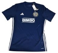 Philadelphia Union Home Football Shirt in blue, short sleeve, Adidas/Bimbo, size L – with tag