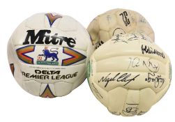 3x Multi Signed Footballs, unidentified teams, a Mitre Delts Premier League Minera Sierra with