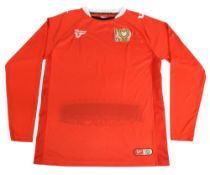 2012/13 MK Dons Away Football Shirt Size Medium Vandanel Red VG-G condition