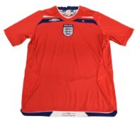 2008-2010 England FC Away Football Shirt Size Large Umbro Red VGC