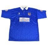 1994/95 Grimsby Town FC Away Football Shirt #8 Match worn Size XL Diadora Blue VGC