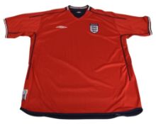 2002-2004 England FC Away Football Shirt Size XXL Umbro Red VGC