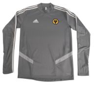 2019/20 Wolverhampton Wanderers FC Football Training Top Size Small Adidas Grey Long Sleeves VGC