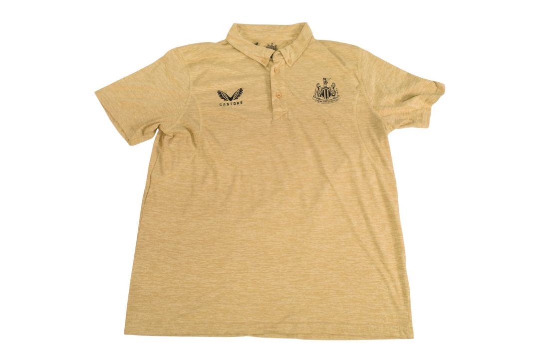 Newcastle United FC Polo Shirt Size Large Castore Gold VG-G condition with some bobbles - Image 1 of 3
