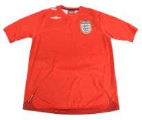 2006-2008 England FC Away Football Shirt Size Medium Umbro Red VGC