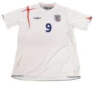 2005-2007 England FC Home Football Shirt #9 Rooney Size Large Umbro White VGC