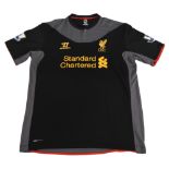 2012/13 Liverpool FC Away Football Shirt #8 Gerrard Size XL Warrior Black/Grey VGC