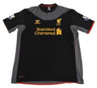 2012/13 Liverpool FC Away Football Shirt #8 Gerrard Size XL Warrior Black/Grey VGC