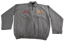 Manchester United FC Training Top Size Large c1990s Umbro Grey VGC